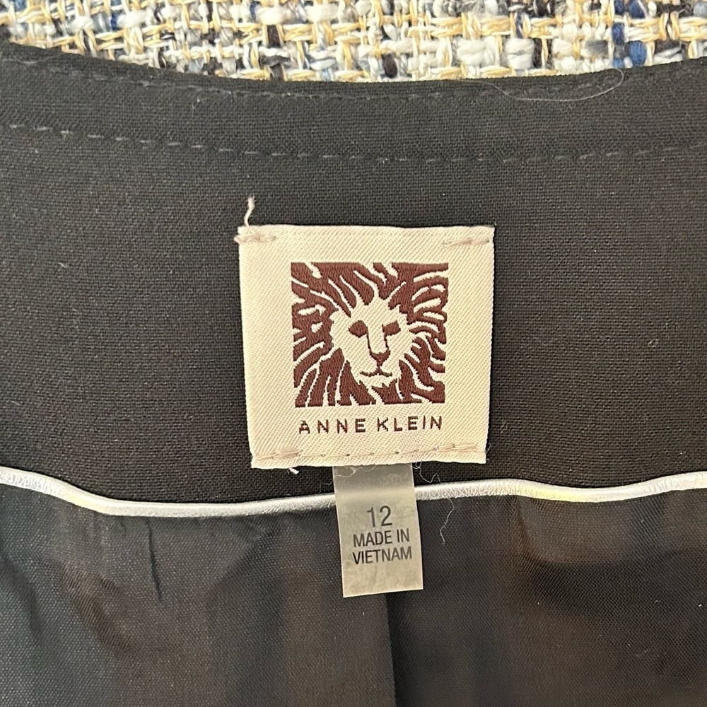 NWOT ANNE KLEIN Women Tweed Blazer, Cream, Black, Blue, Size 12 - Picture 7 of 8
